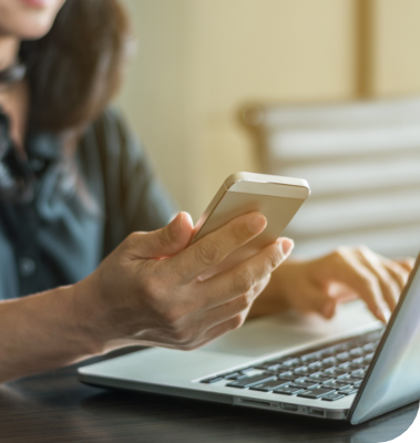 Woman typing on laptop